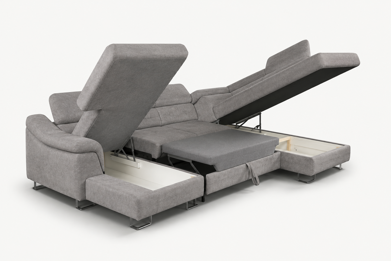 Narożna sofa z funkcją spania Lavos U Shape z pojemnikiem