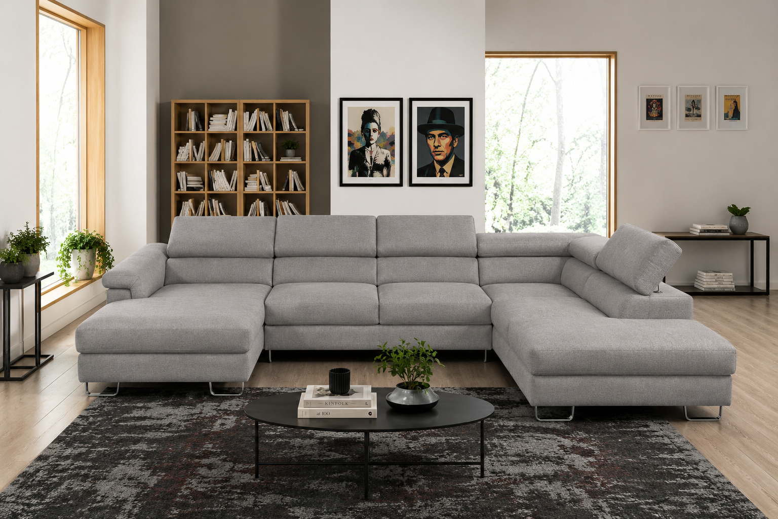 Narożna sofa z funkcją spania Lavos U Shape z pojemnikiem