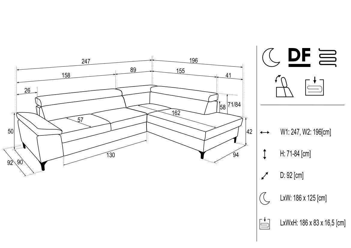 Lonigo Corner Sofa Bed Zoya 12 Fast Delivery - Msofas LTD