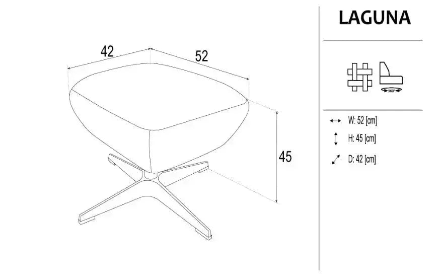 Laguna Swivel Small Footstool dimensions