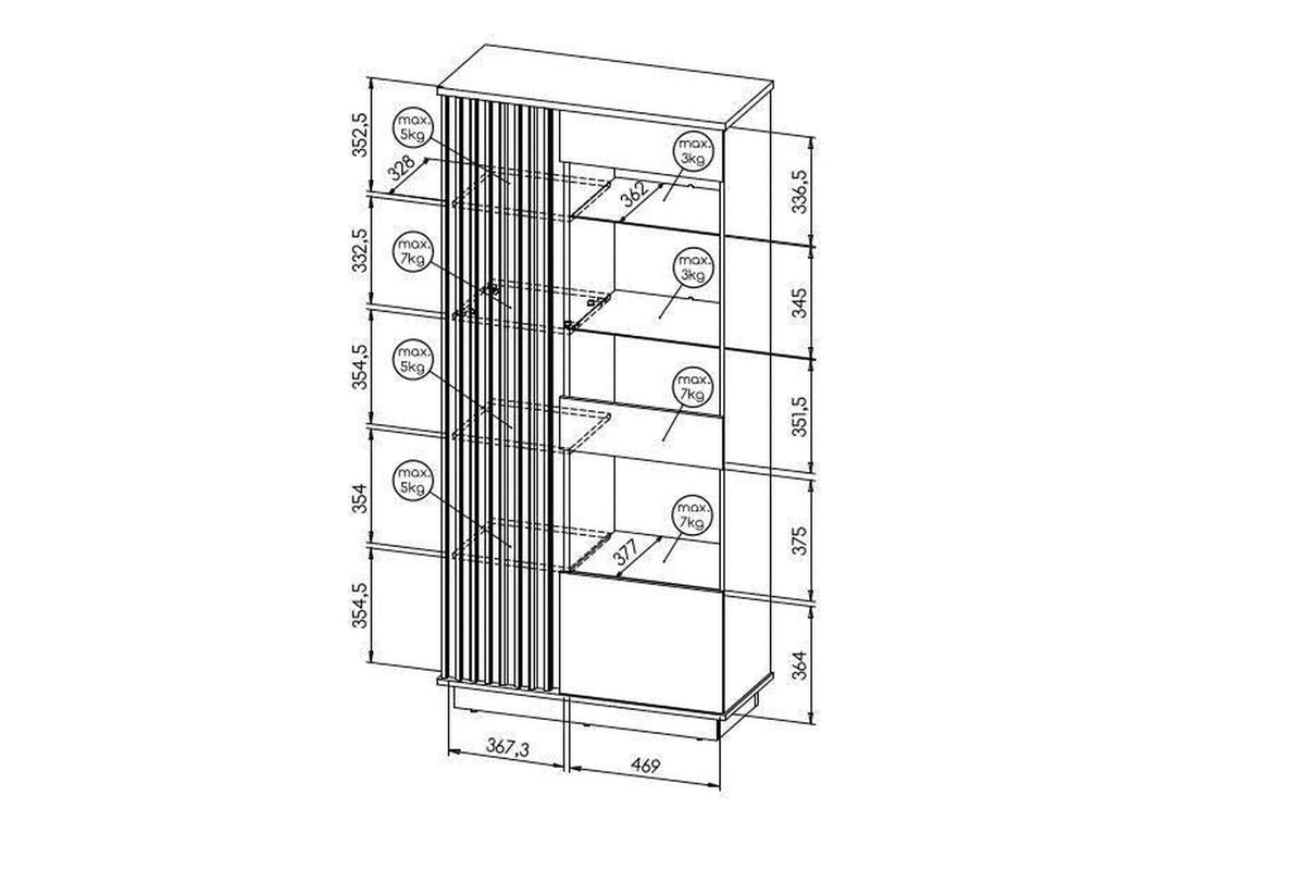 Lamelo Tall Display Cabinet 90