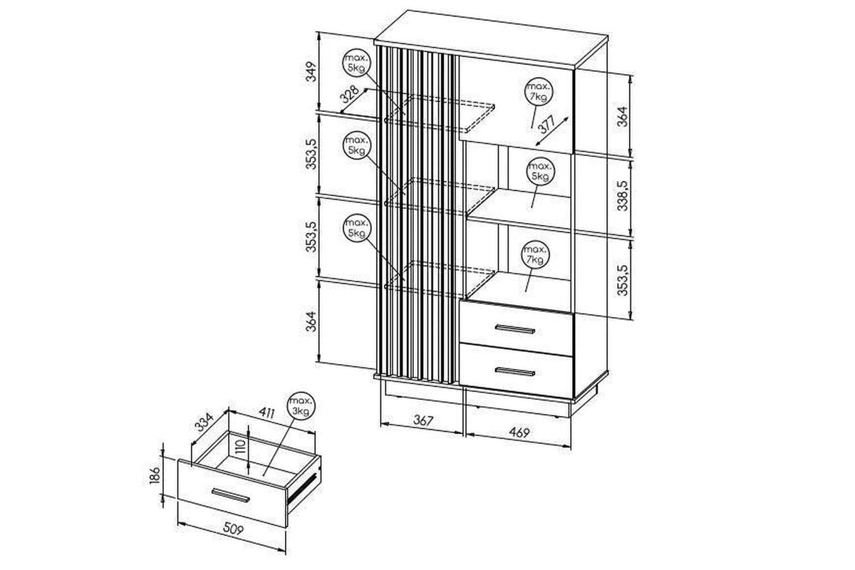 Lamelo Display Cabinet 90