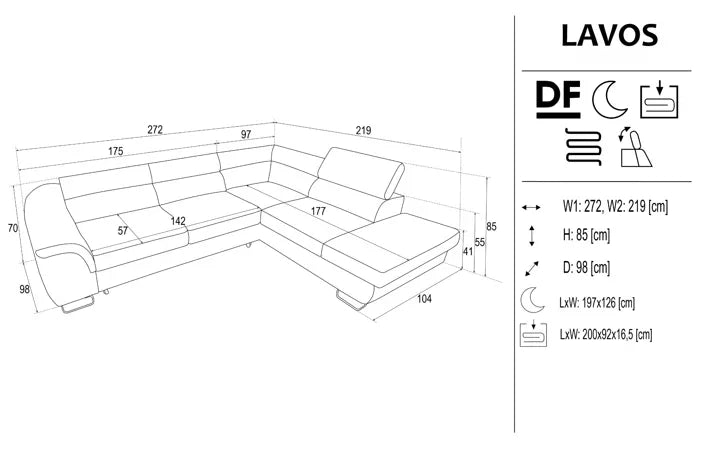 Lavos Corner Sofa Bed With Storage dimensions