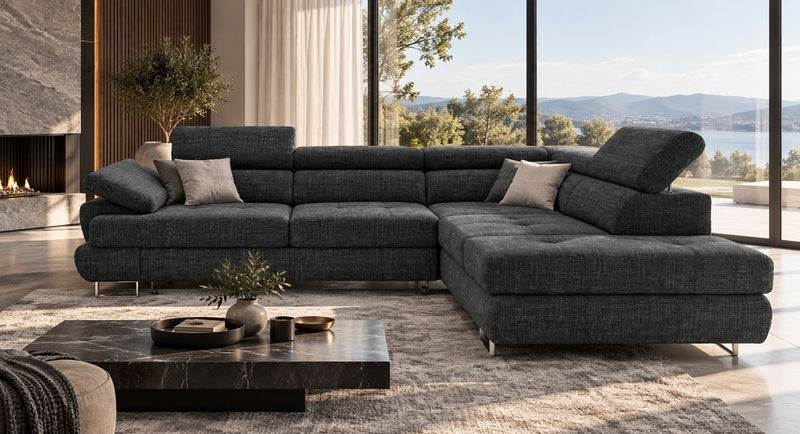 Luton Express Delivery Corner Sofa Bed With Storage Euston Charcoal