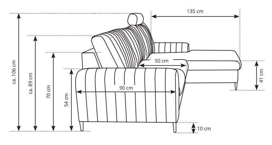 Monaco Corner Sofa Bed With Storage dimensions