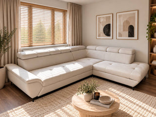 Ex-Display Mario Corner Sofa Bed With Storage Malia Cream