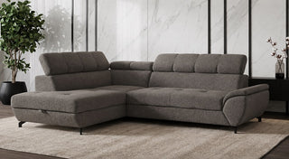 Narożna sofa z funkcją spania Mario z pojemnikiem na pościel