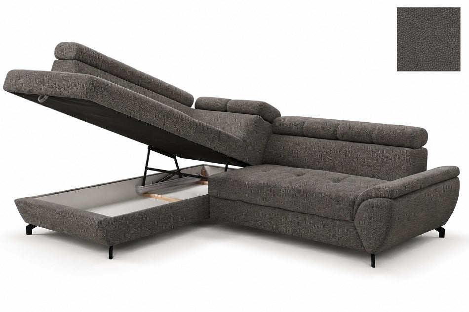 Narożna sofa z funkcją spania Mario z pojemnikiem na pościel