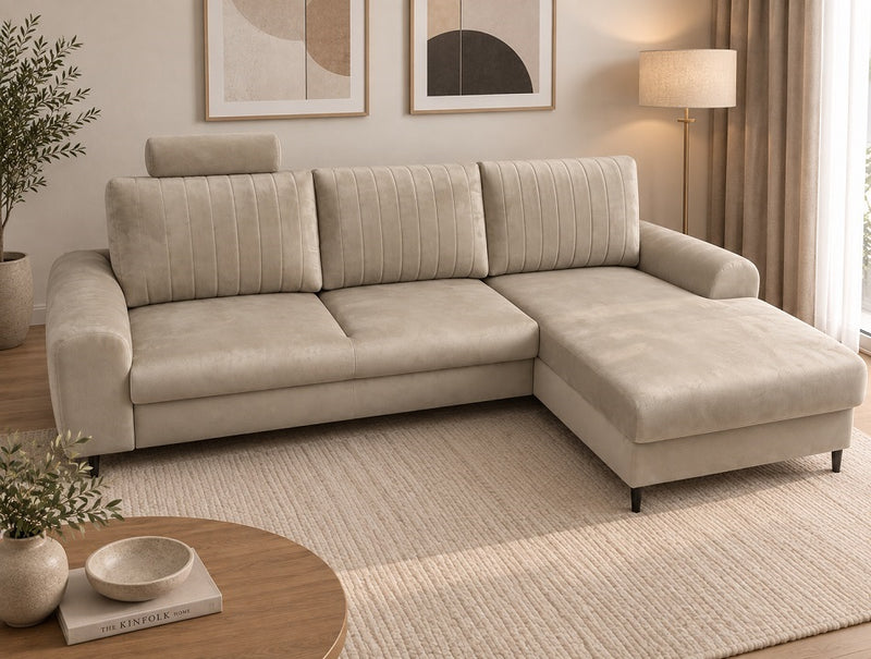 Monaco Corner Sofa Bed With Storage Malia Putty Clearance