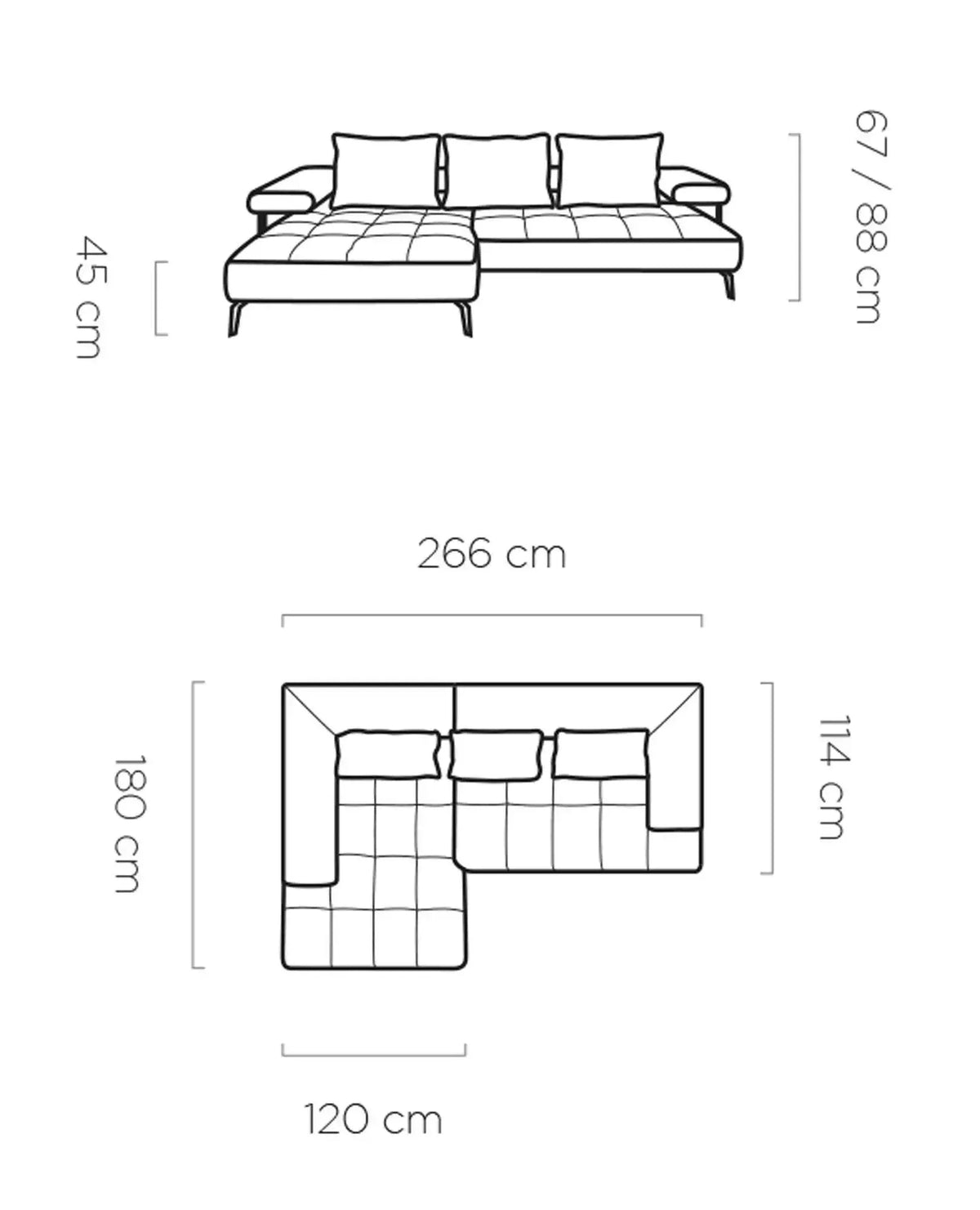 Montella Mini Corner Sofa Relax dimensions