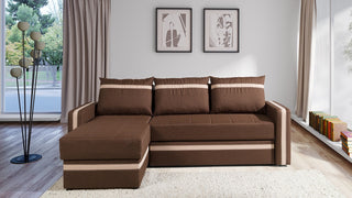 Euphoria Brown Corner Sofa Bed with Storage