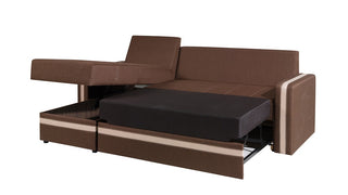 Euphoria Brown Corner Sofa Bed with Storage