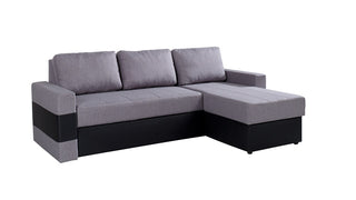 Ecksofa Gordia, schwarz, mit Bettkasten