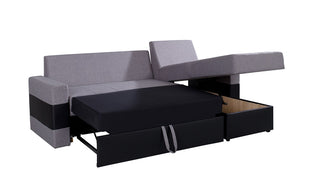 Ecksofa Gordia, schwarz, mit Bettkasten