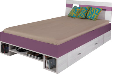 Bed Next 120x200 White Pine / Grey Fast Delivery