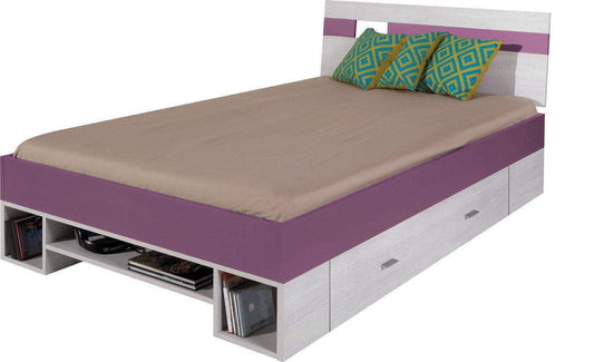 Bed Next 120x200 White Pine / Grey Fast Delivery