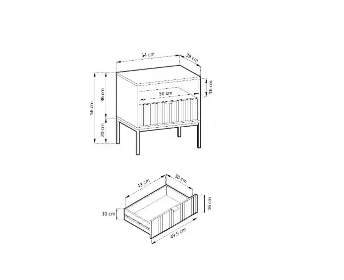 Nova Express Delivery Bedside Table dimensions