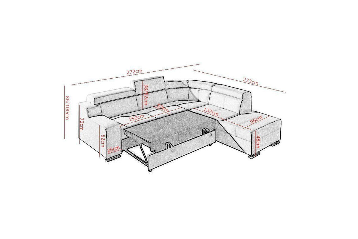 Oscar Ii Corner Sofa Bed With Storage
