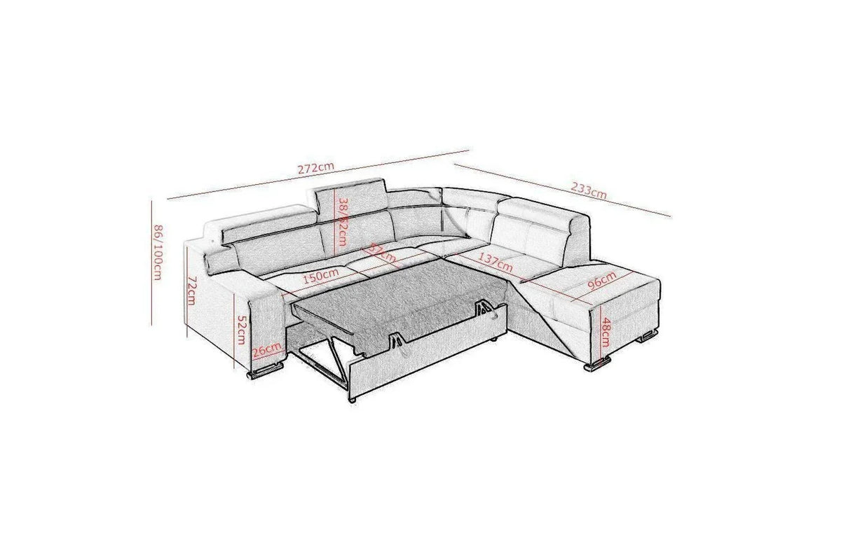 Oscar Ii Corner Sofa Bed With Storage