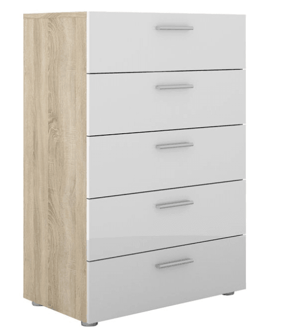 Pepe Chest of 5 Drawers in White