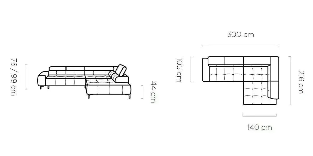 Plaza L Corner Sofa Relax dimensions
