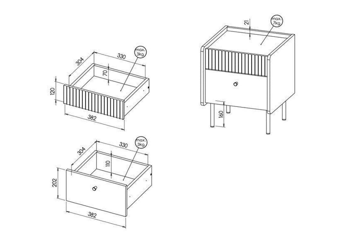 Prestigo Bedside Table