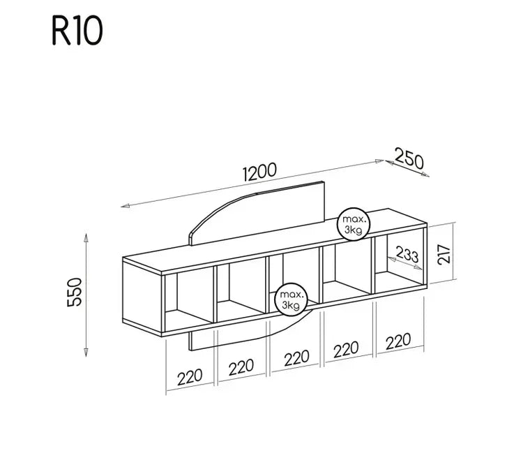 Romero R10 Wall Shelf dimensions