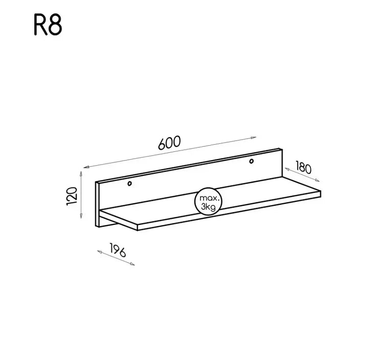 Romero R8 Wall Shelf dimensions