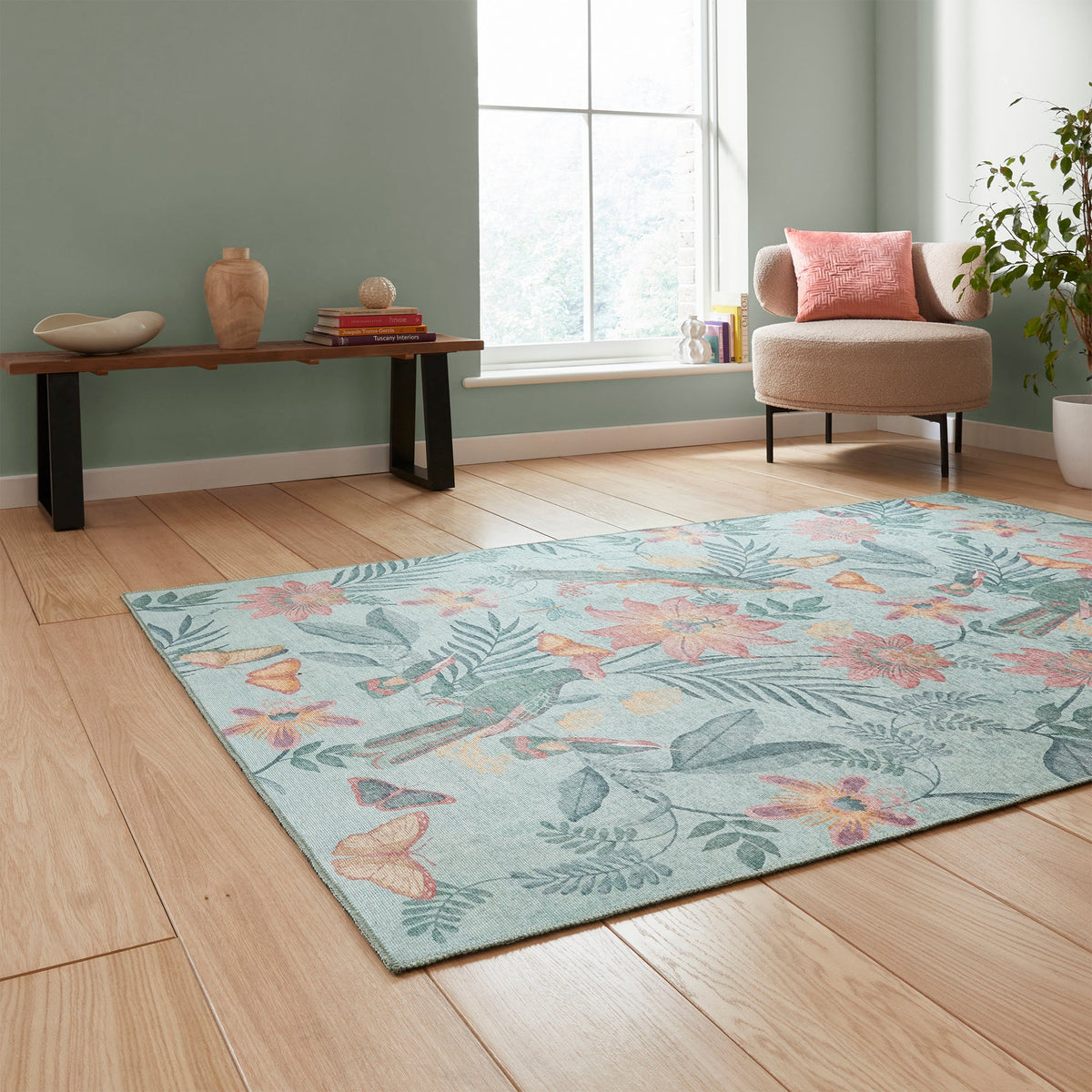 Amaya Tropical Birds Washable Rug