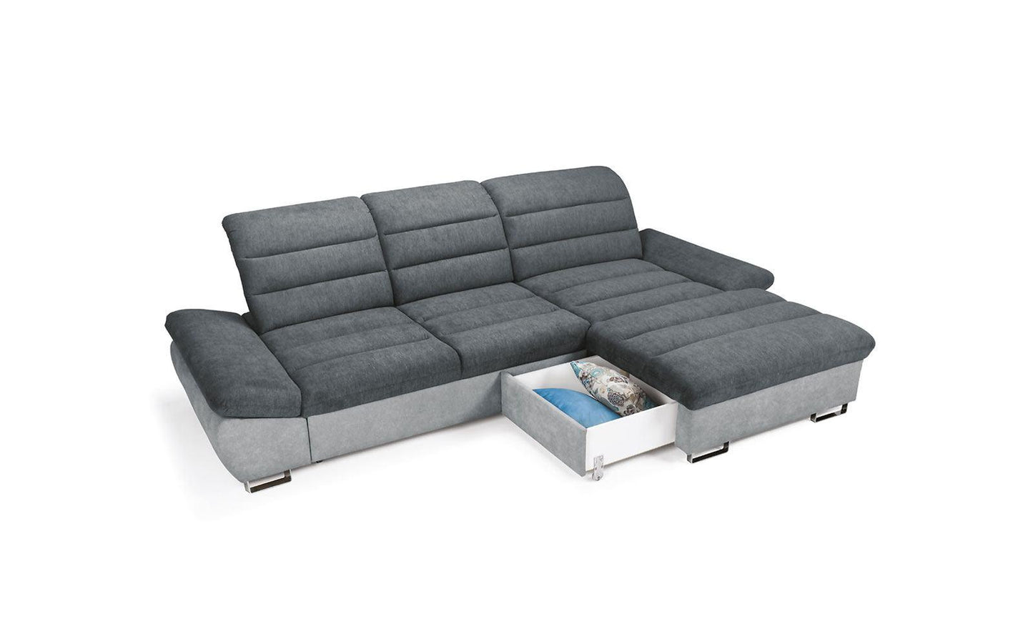 Roman Corner Sofa Bed Malia Asphalt / Eco-letaher Light Mint Fast Delivery