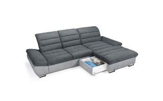 Roman Corner Sofa Bed Malia Asphalt / Eco-letaher Light Mint Fast Delivery - Msofas LTD