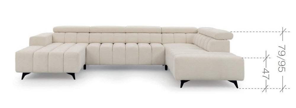 Ragusso U-Shape Corner Sofa Bed dimensions