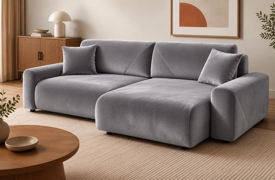 Rima Express Delivery Corner Sofa Bed With Storage Monolith 84 Velvet