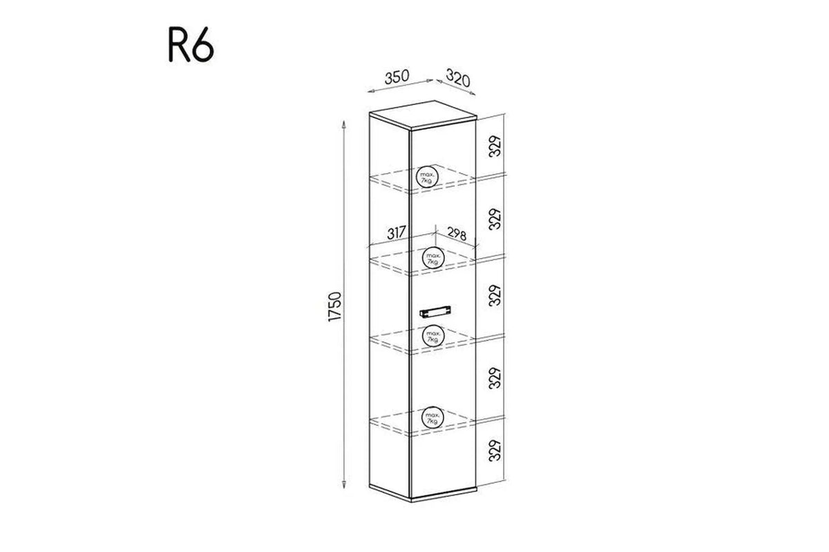 Romero R6 Tall Storage Cabinet dimensions