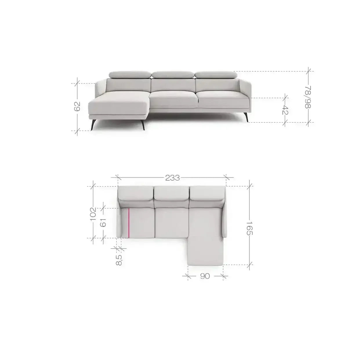 Sidolo Corner Sofa dimensions