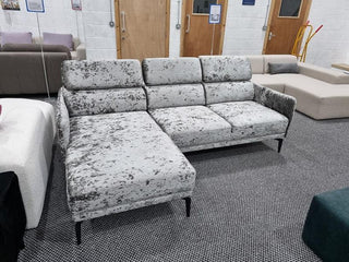 Ex - Display Sidolo Corner Sofa Velvet Glitz Silver - Msofas LTD