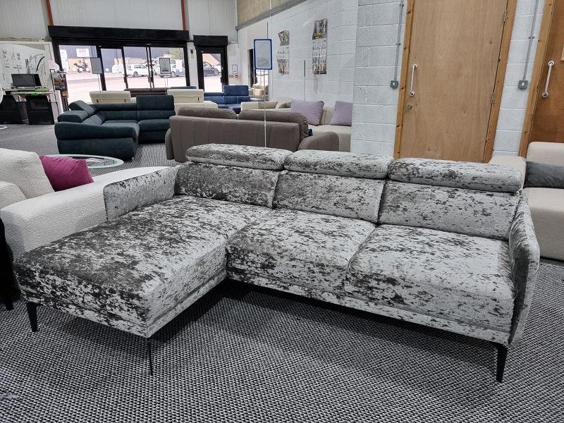 Ex - Display Sidolo Corner Sofa Velvet Glitz Silver