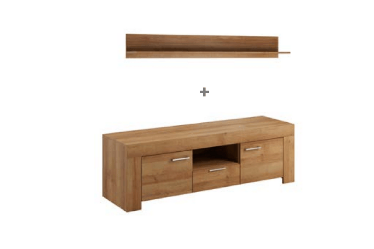 Sky Tv Unit With Wall Shelf Country Grey