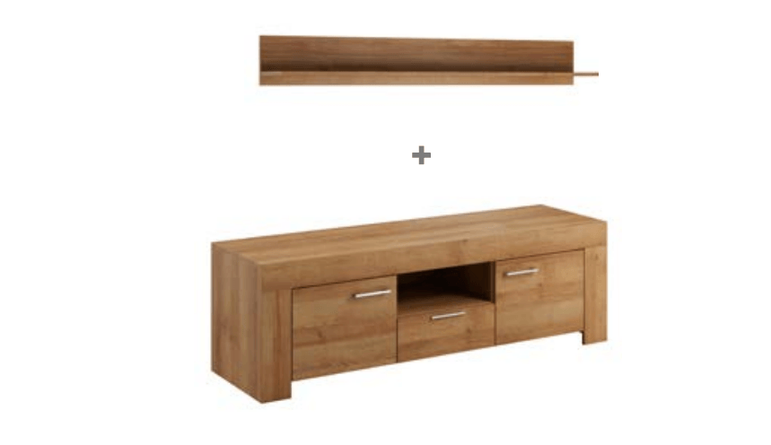 Sky TV Stand with Wall Shelf