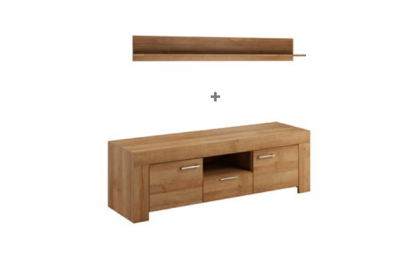 Sky Tv Unit With Wall Shelf Country Grey
