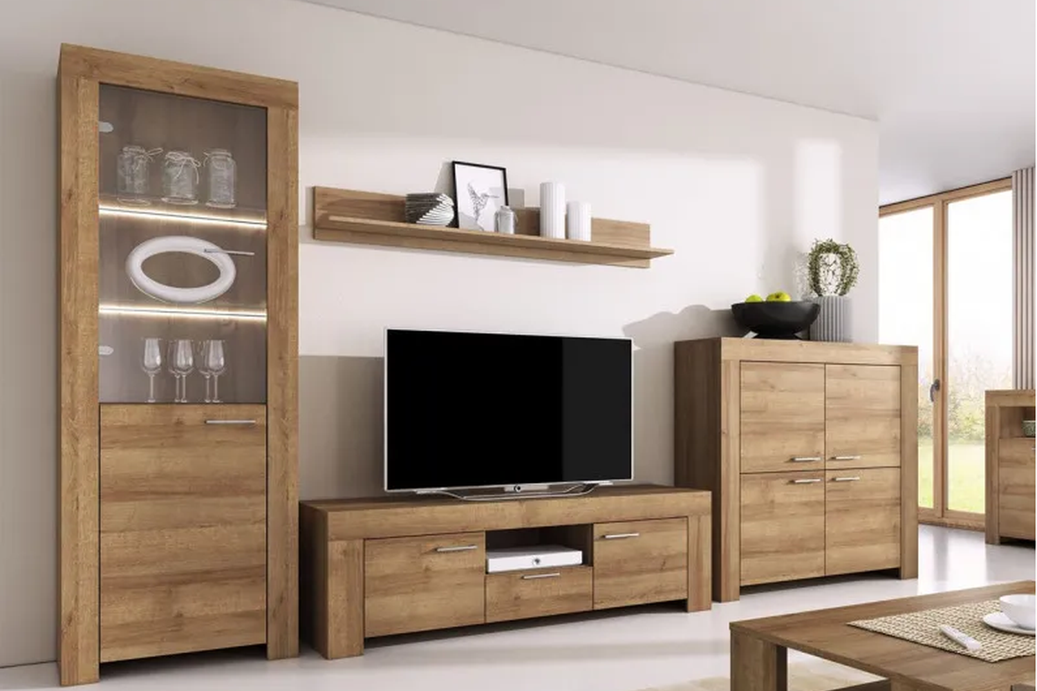 Sky Express Delivery Tv Unit With Wall Shelf Oak Riviera