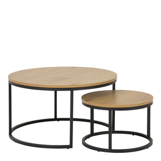 Spiro Express Delivery Round Coffee Table Set with Oak Top & Black Legs