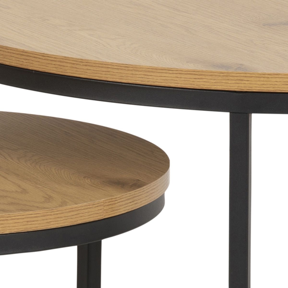 Spiro Express Delivery Round Coffee Table Set with Oak Top & Black Legs