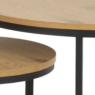 Spiro Express Delivery Round Coffee Table Set with Oak Top & Black Legs