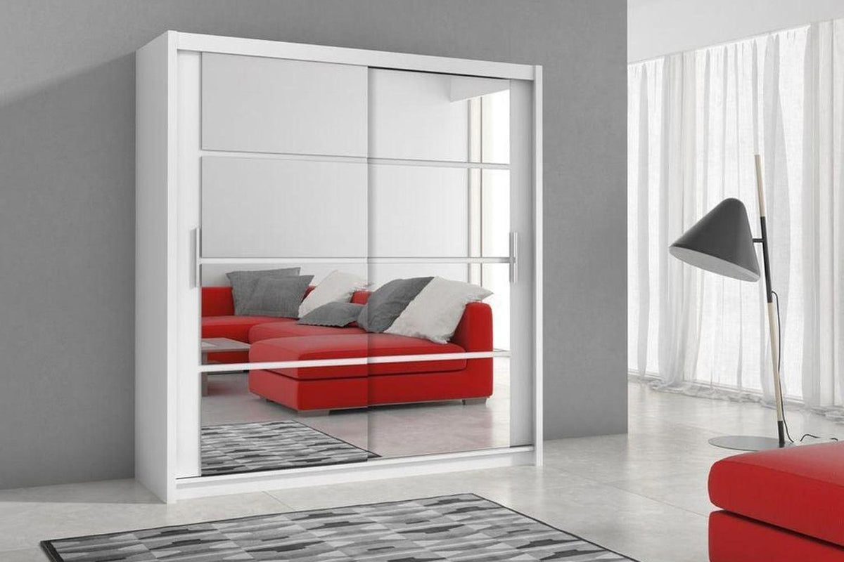Dakota 160 White Sliding Wardrobe With Mirror