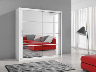 Dakota 160 White Wardrobe with Mirror - Msofas LTD