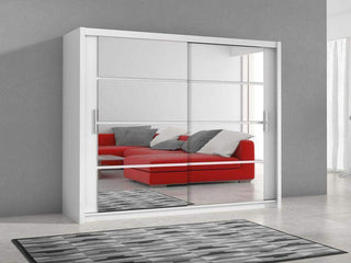 Dakota 203 White Wardrobe with Mirror - Msofas LTD