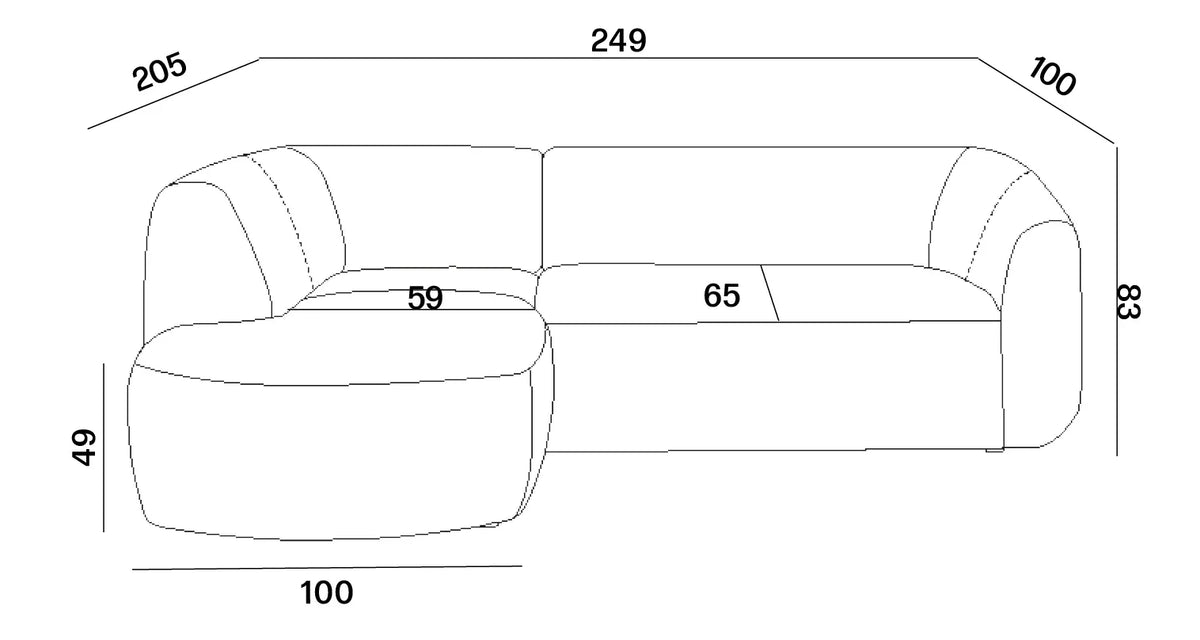 Varesso L Corner Sofa dimensions