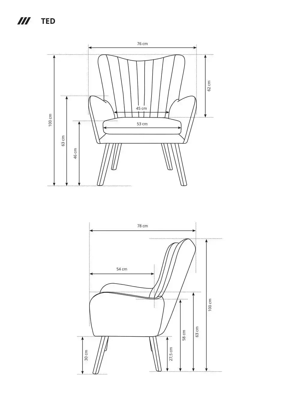 Ted Armchair dimensions