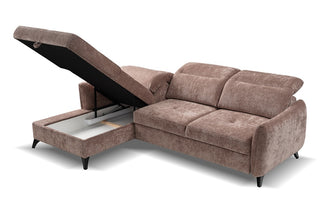 Narożna sofa z funkcją spania Mario z pojemnikiem na pościel